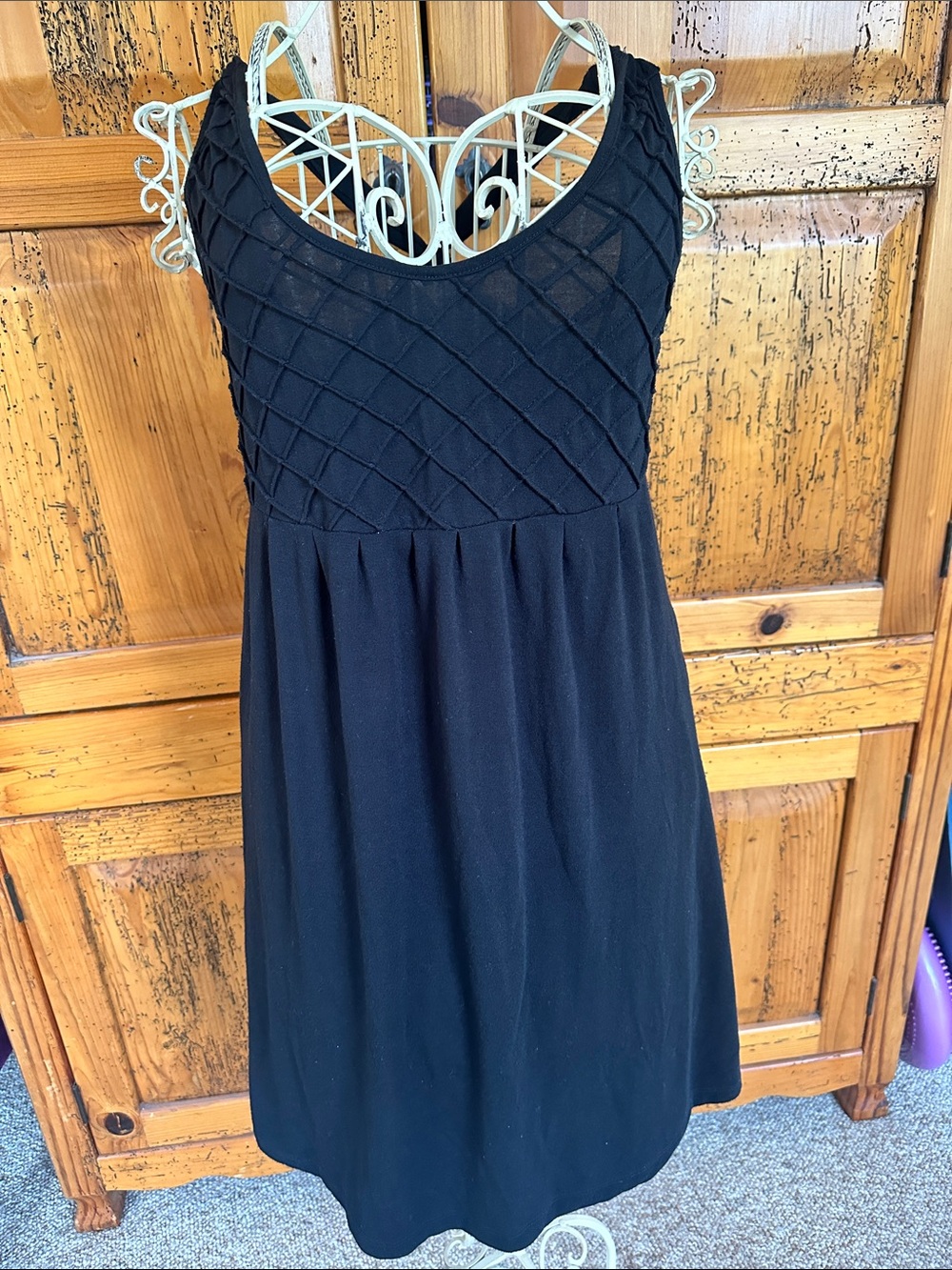 Sam & Max Black Textured Bodice Mini Dress